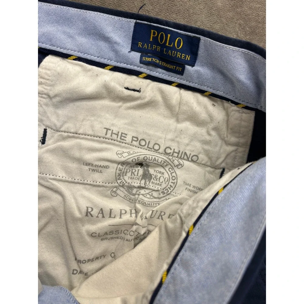 Polo Ralph Lauren Mens Stretch‎ Straight Fit Chino Pants Navy Blue 38x30